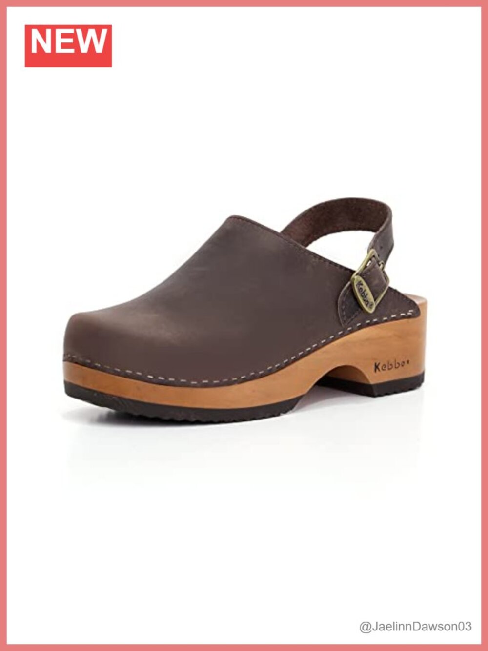 Handmade Wooden Clog Mules Genuine Leather Arch Support Pull-On